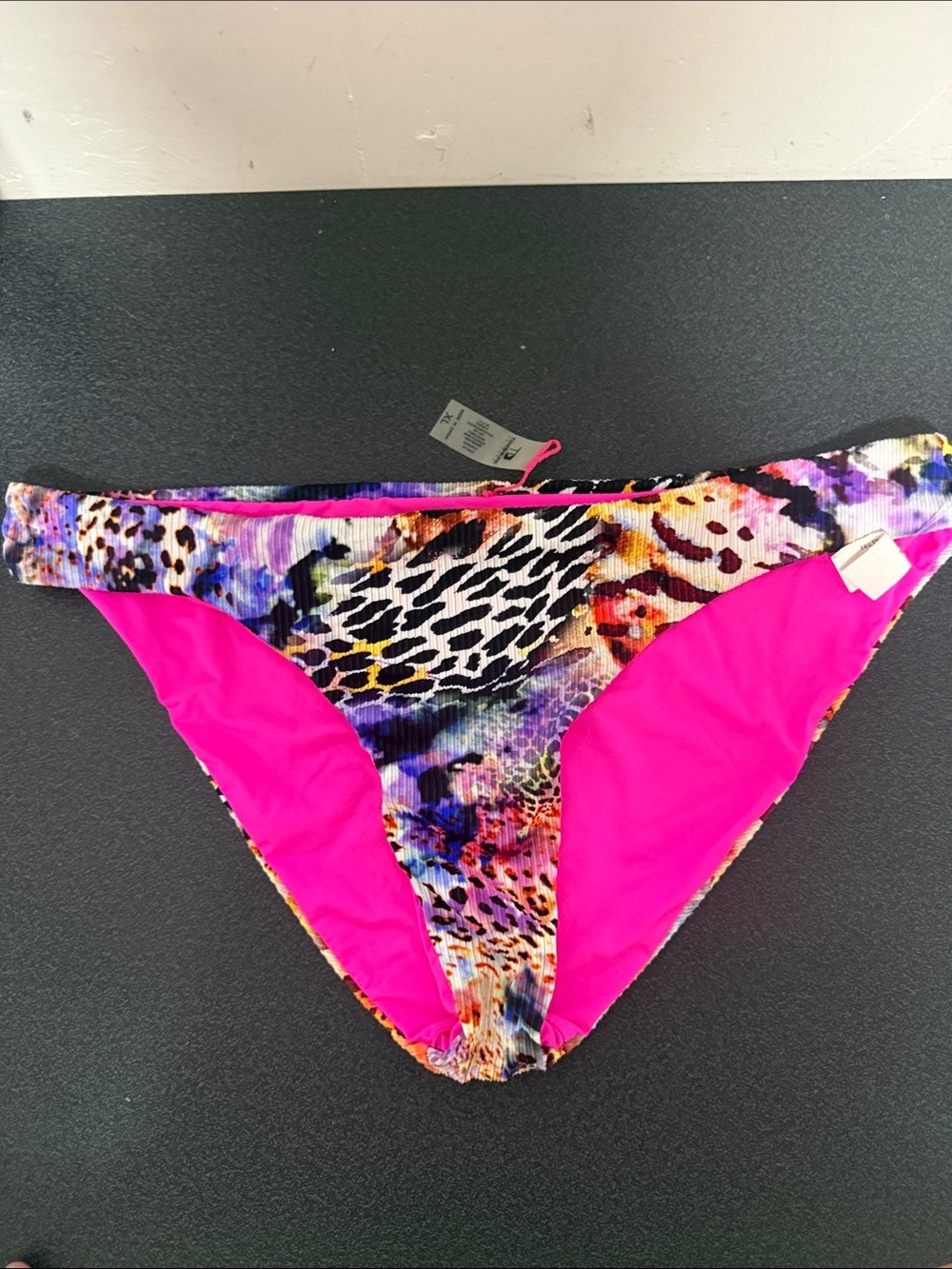TiniBikini Neon Pink & Multicolor Animal Print Bikini Bottom